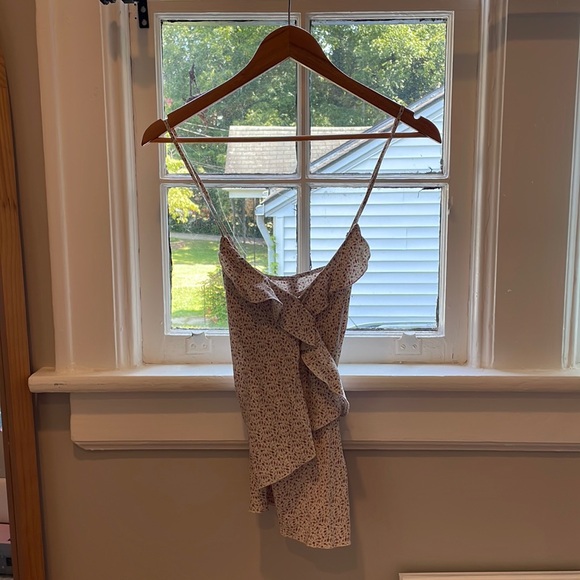 Gap Body Rosebud Print Flutter Wrap Top 100% Silk - Picture 1 of 4